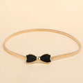 Retro Bow Waist Belt for Women – Thin Elastic Metal Dress Belt Women's Fashion Belt SWANS golden 70cm
