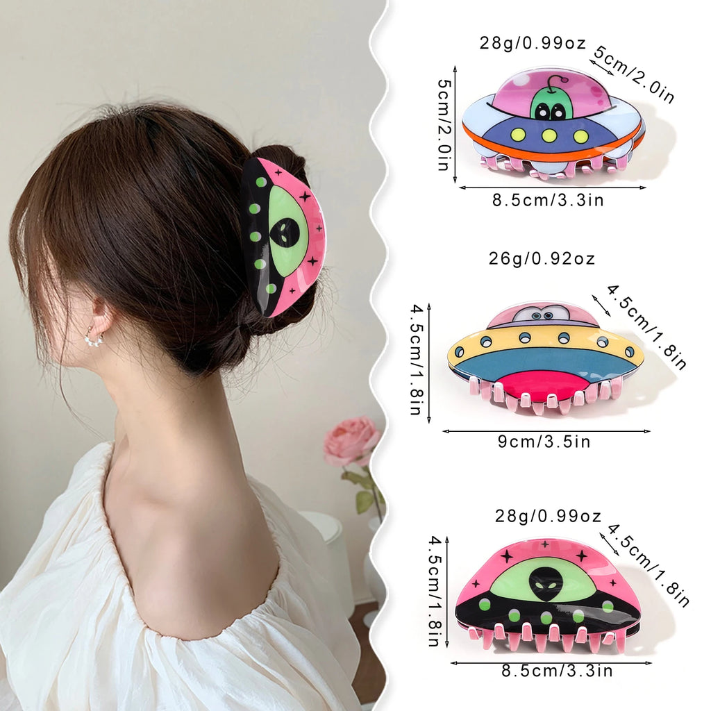 Cartoon Alien Spaceship Hair Claw Clip for Women & Girls Hair Claw Clip SWANS
