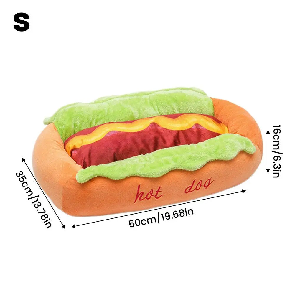 Hot Dog Shape Pet Bed – Soft Plush Lounger for Dogs & Cats Pet Bed SWANS S