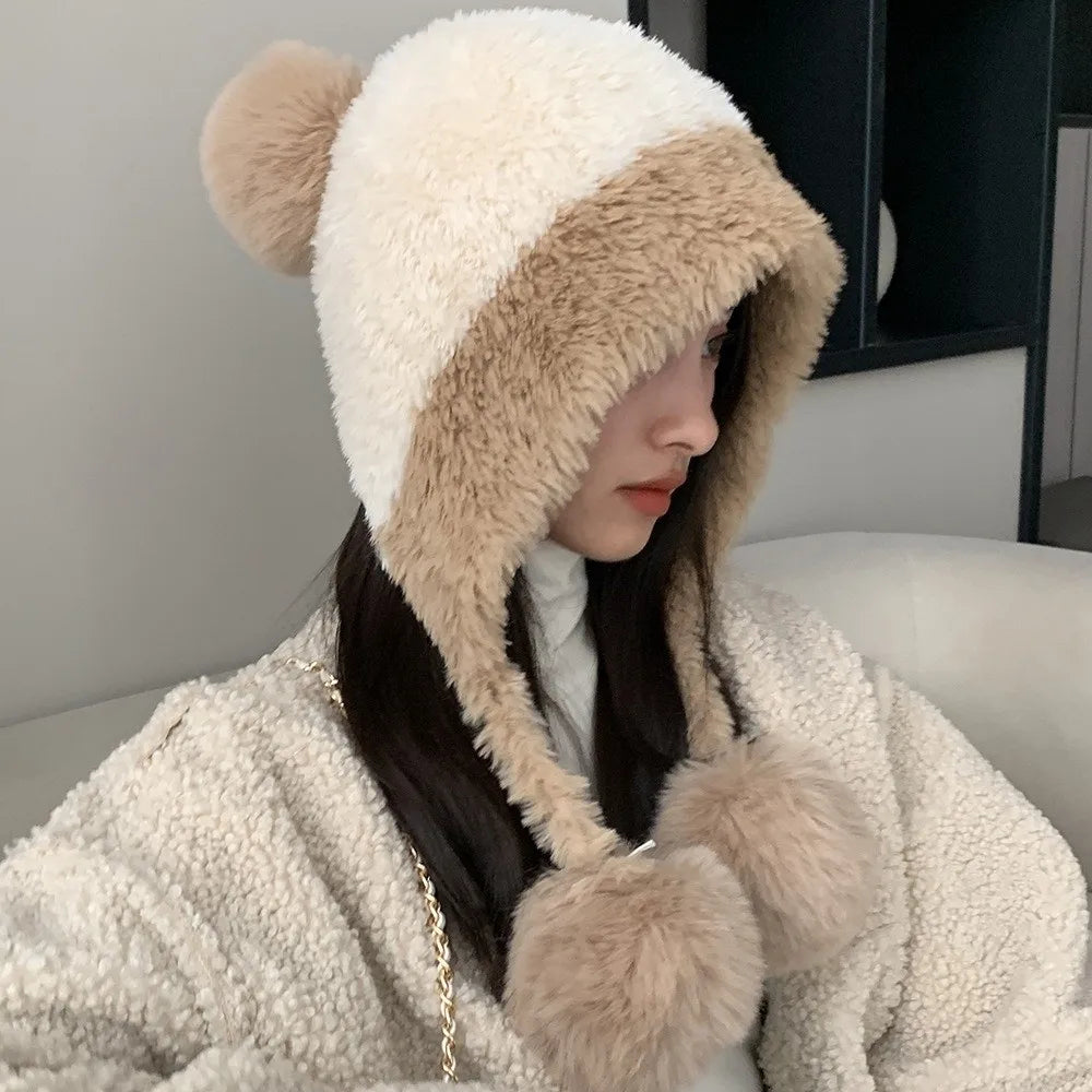 Windproof Knitted Pompom Beanie Hat – Women's Winter Cap Knitted Beanie Hat SWANS