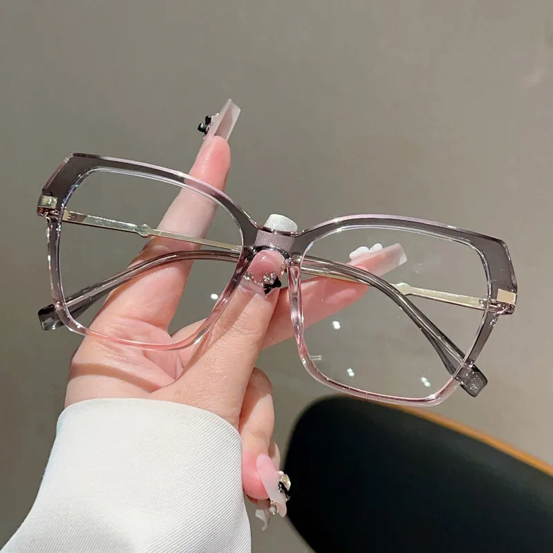 TOYEARN Oversized Blue Light Blocking Glasses Frames Women Eyeglasses Frames SWANS Gray Pink