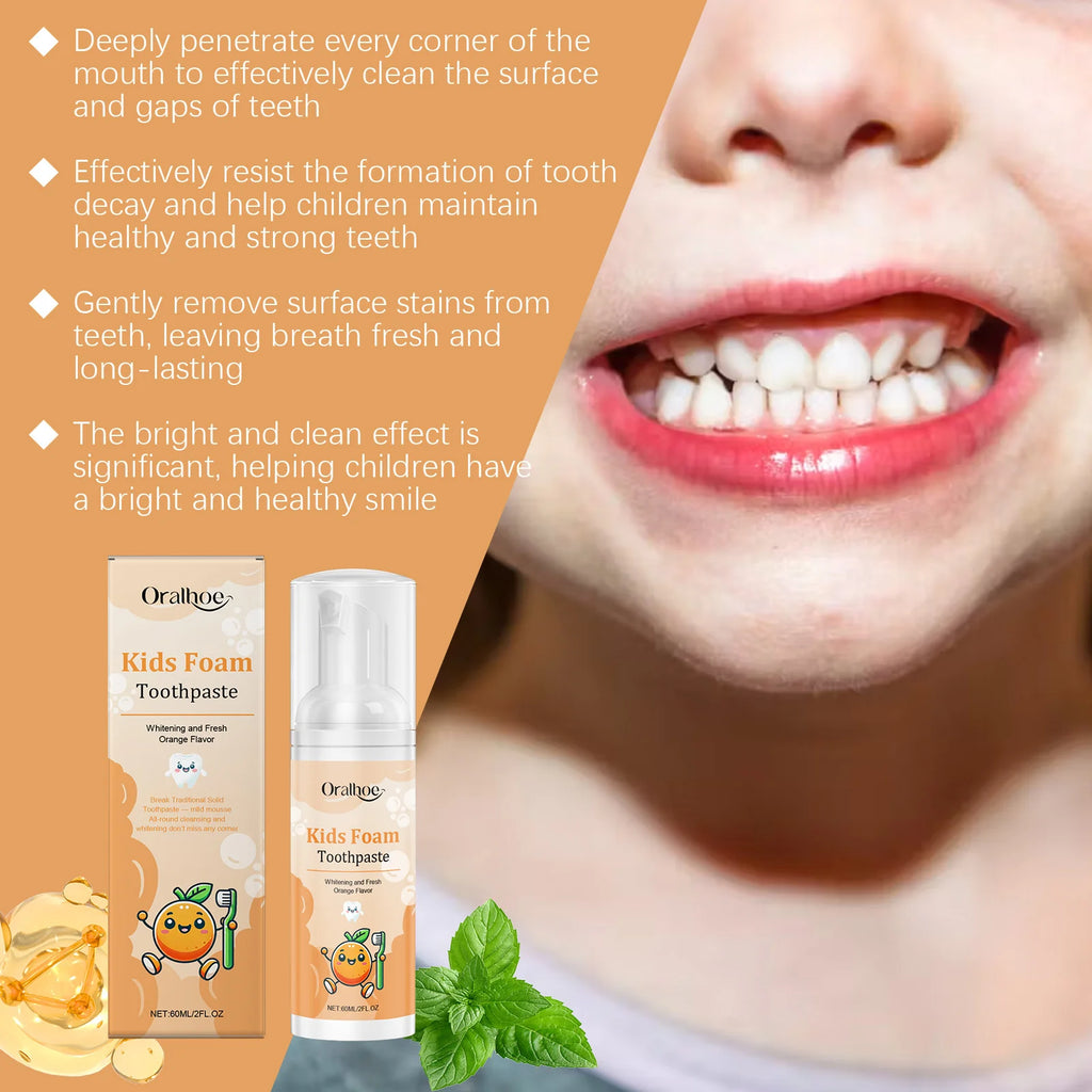 Oralhoe Kids Foam Toothpaste Sweet Orange Flavor 114g Kids Foam Toothpaste SWANS