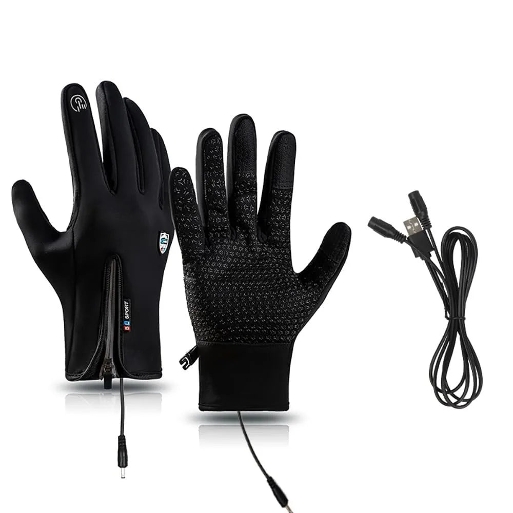 SWANS USB Heated Gloves – Waterproof Touchscreen Winter Mittens Heated Winter Gloves SWANS Black-XL