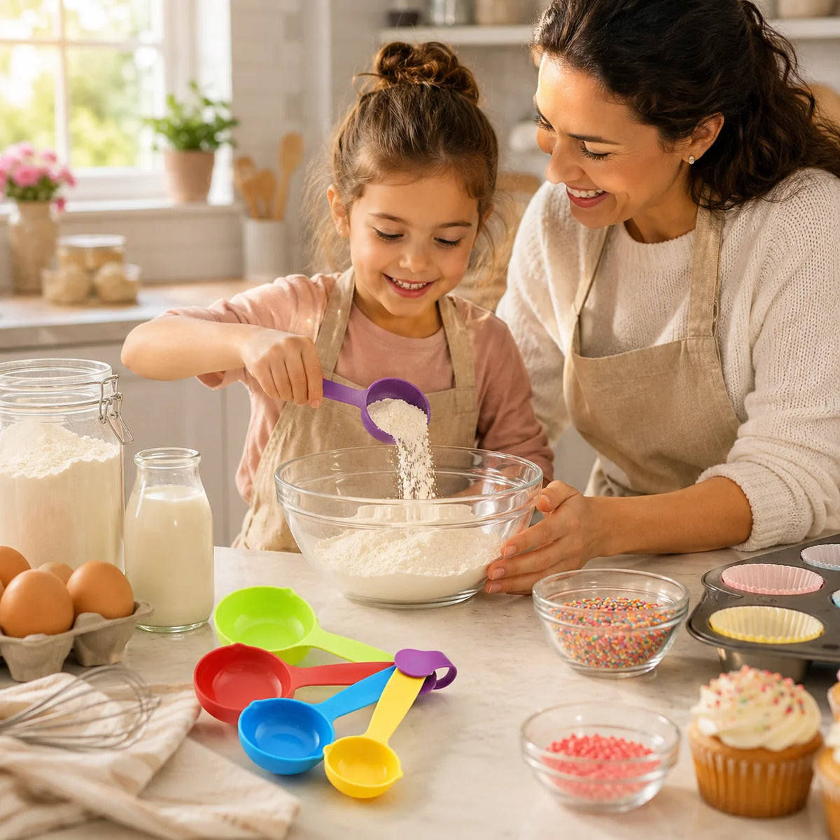 SWANS 5-Piece Multicolor Measuring Spoon Set – Food-Grade Measuring Spoon Set SWANS