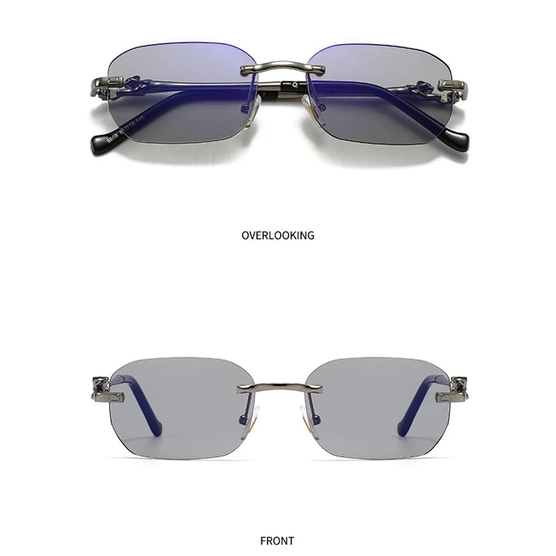 TOYEARN Rimless Y2K Sunglasses UV400 Unisex Metal Punk Shades Fashion Sunglasses SWANS
