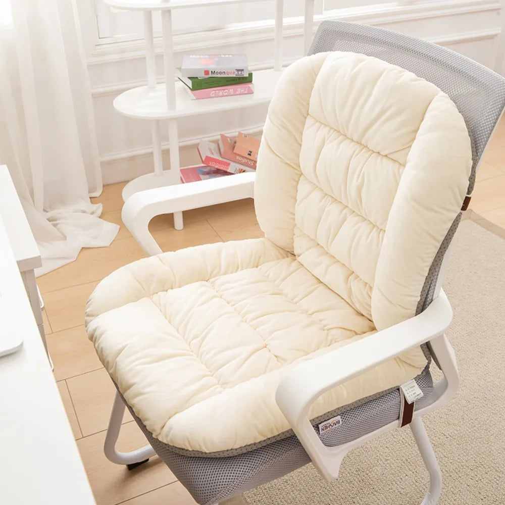 Velvet Thickened Office Chair Cushion – Warm Tufted Seat Pad Chair Seat Cushion SWANS Beige