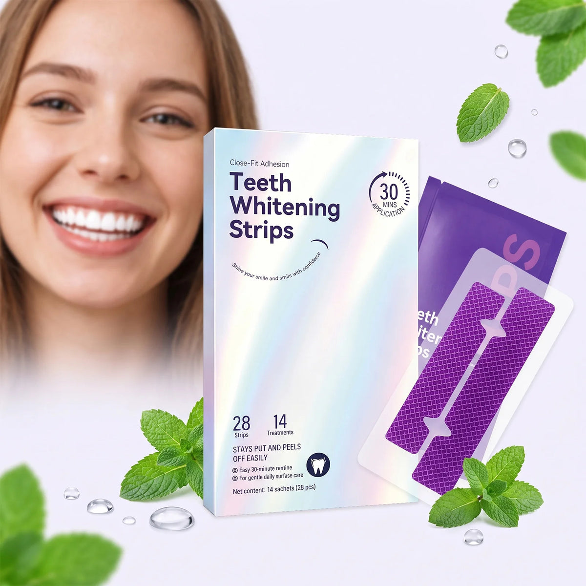 PAP+ Teeth Whitening Strips 28 Pcs | Sensitive Gums Safe Teeth Whitening Strips SWANS