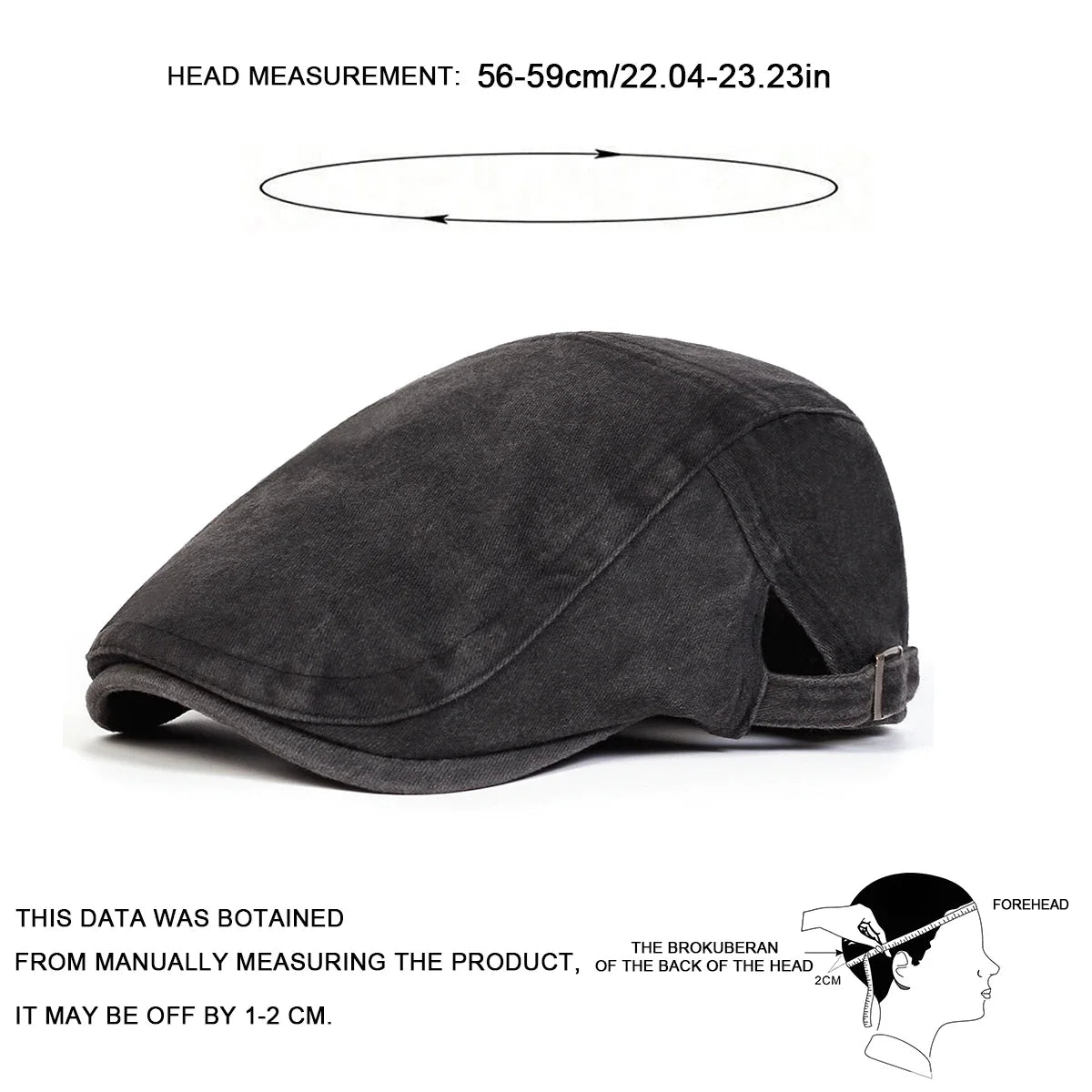 Men's Adjustable Newsboy Flat Cap – British Beret Hat Newsboy Flat Cap SWANS