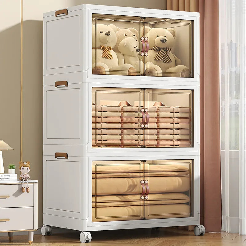 Multi-Layer Folding Storage Box Organizer with Wheels 12L Folding Storage Organizer SWANS