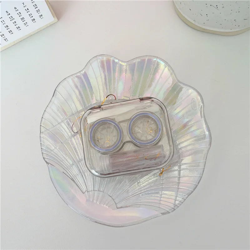 Transparent Contact Lens Case with Mirror, Tweezers & Bottle Contact Lens Case SWANS
