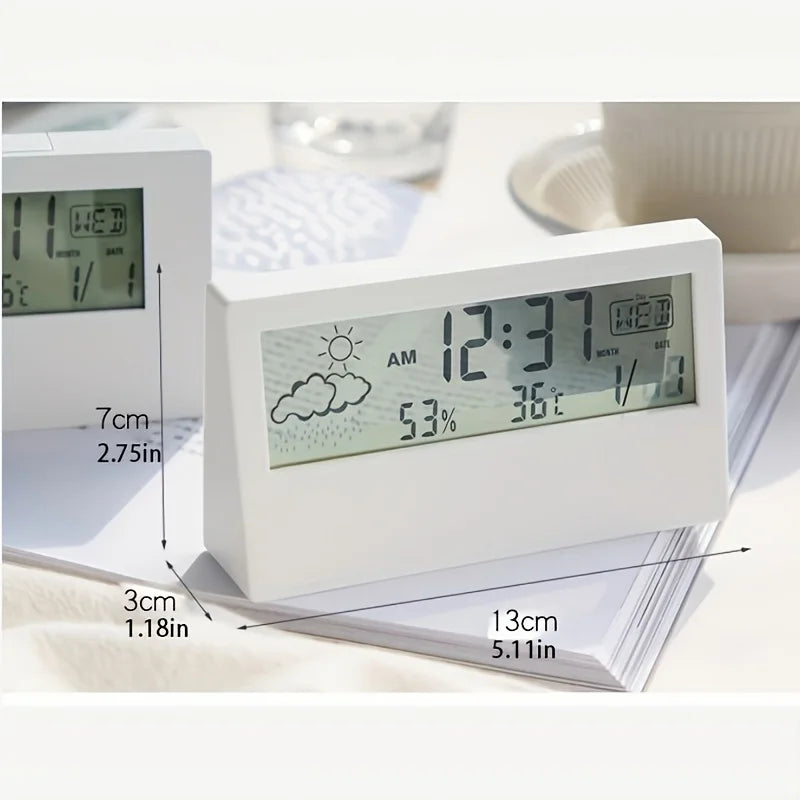 Digital Hygrometer Thermometer Clock – Indoor Temp & Humidity Hygrometer Alarm Clock SWANS WHITE