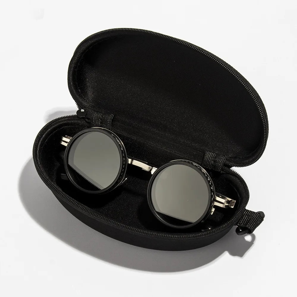 KLASSNUM ND2-400 Adjustable Dimming Sunglasses UV400 9-Level Adjustable ND Sunglasses SWANS Silver with Case