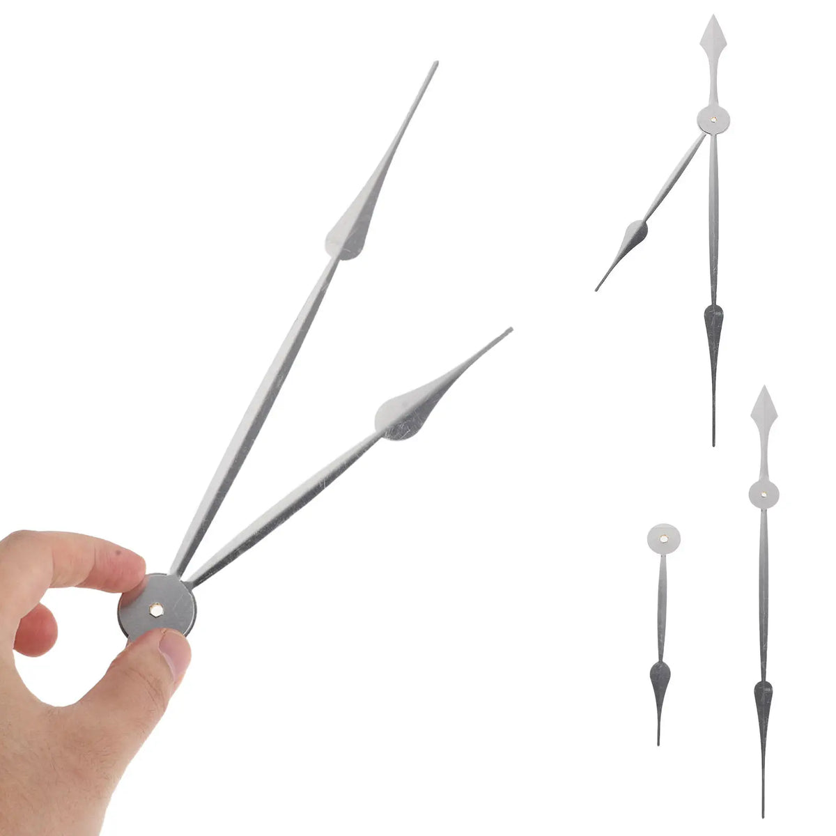 Large Aluminum Wall Clock Hands Silver DIY Replacement – 5 Sets Clock Replacement Hands SWANS