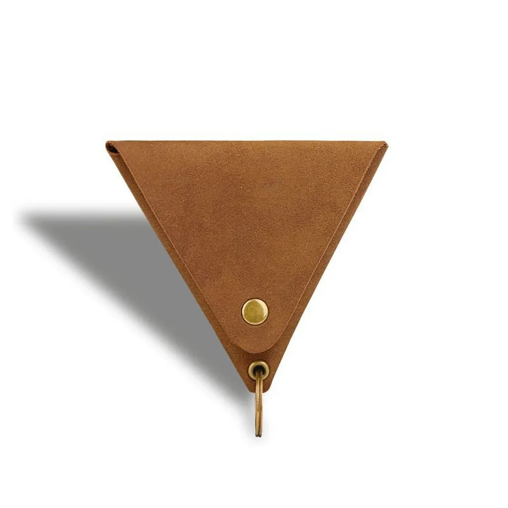 Triangle Mini Coin Purse PU Leather – Card & Key Pouch Mini Coin Purse SWANS Brown