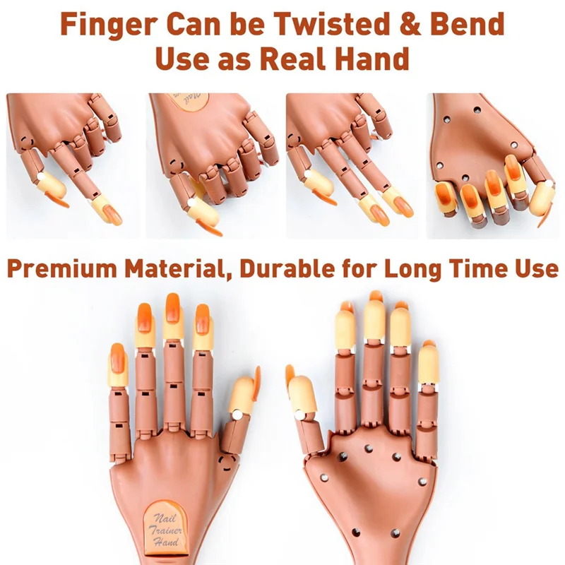 Flexible Nail Practice Hand Kit with 200 Nail Tips | Training Nail Practice Kit SWANS