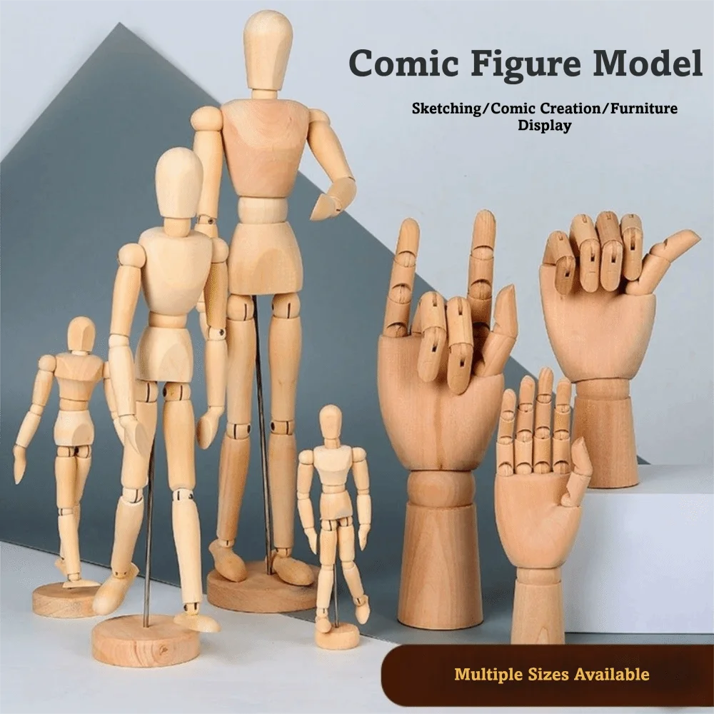 Wooden Artist Mannequin Poseable Figure Model – Multiple Sizes Artist Figure Mannequin SWANS