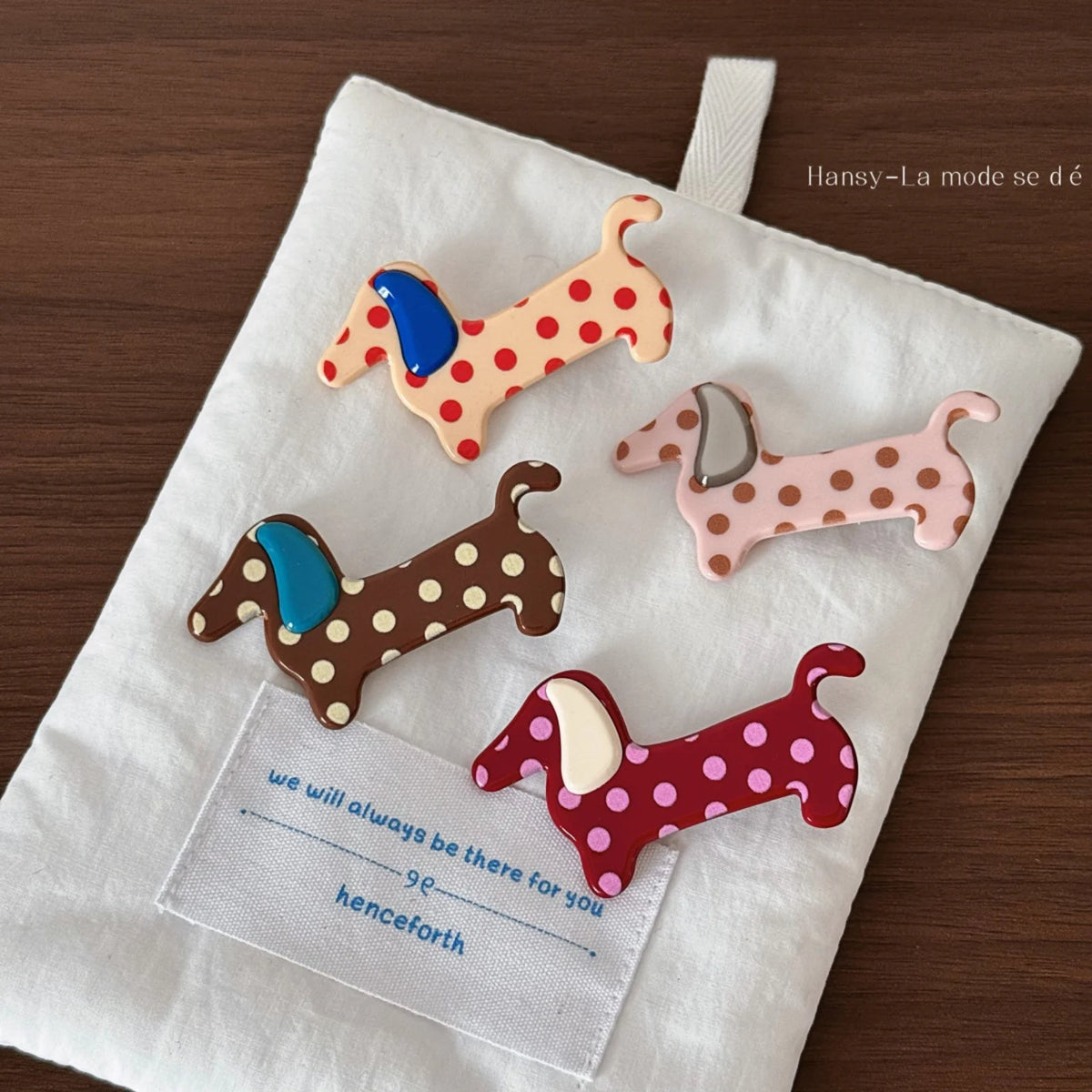 Dachshund Polka Dot Hair Clip – Cute Aesthetic Barrette Hair Clip Barrette SWANS