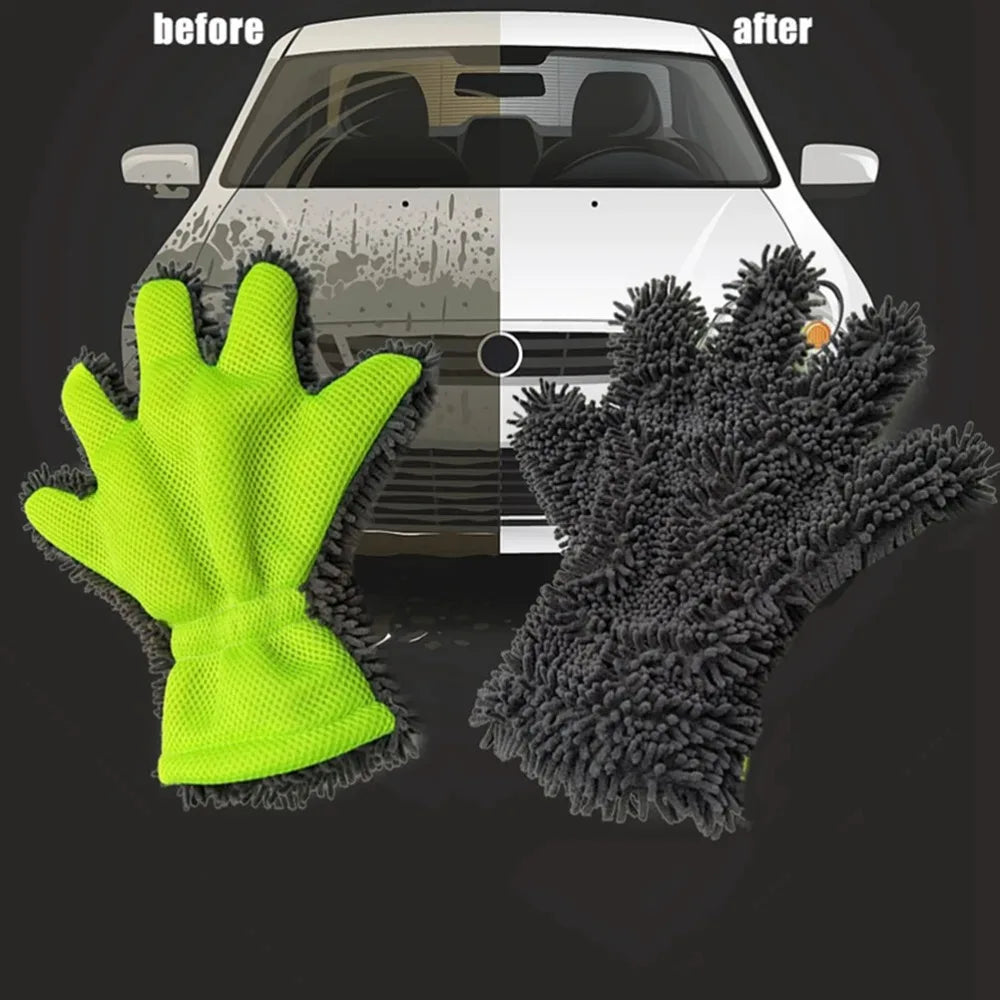 Microfiber 5-Finger Car Wash Mitt – Auto & Motorcycle Glove Car Wash Mitt SWANS
