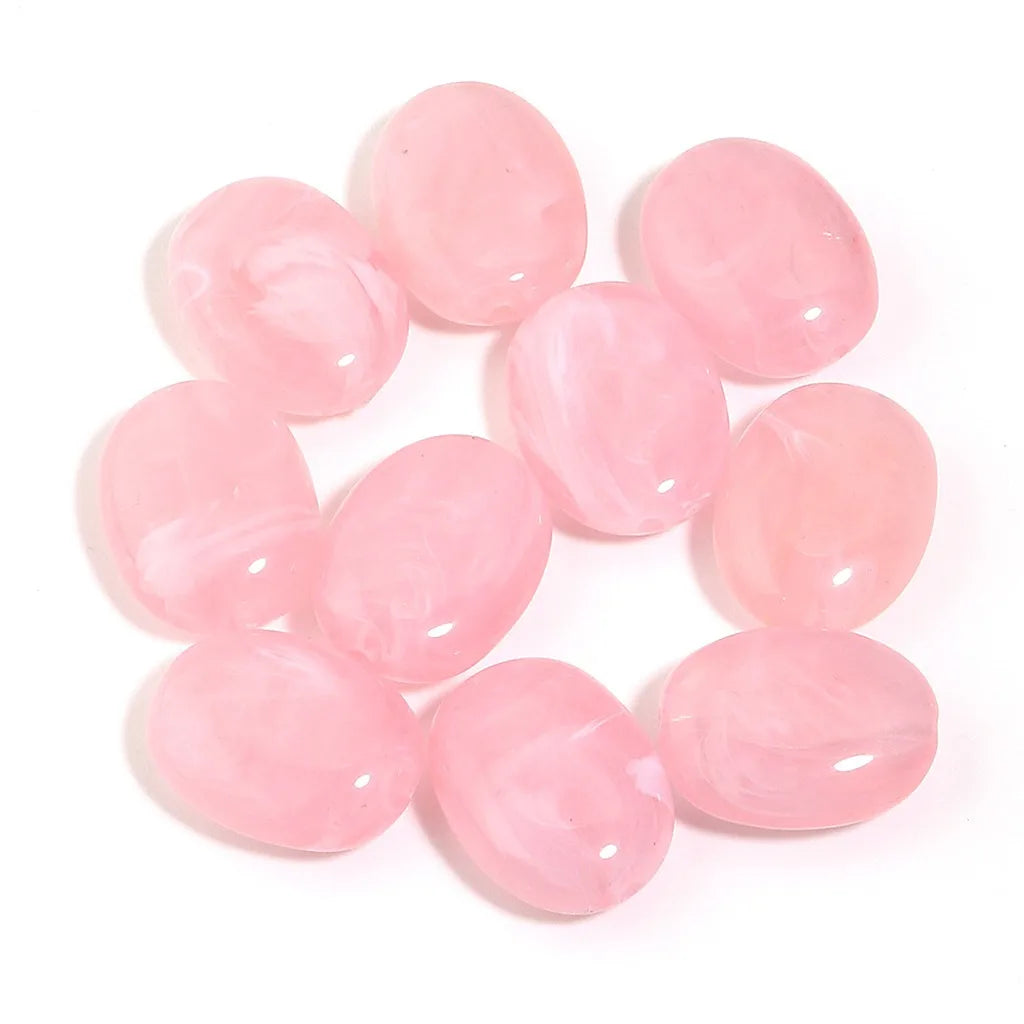 Acrylic Imitation Jade Flat Oval Beads – 20pc DIY Jewelry Pack