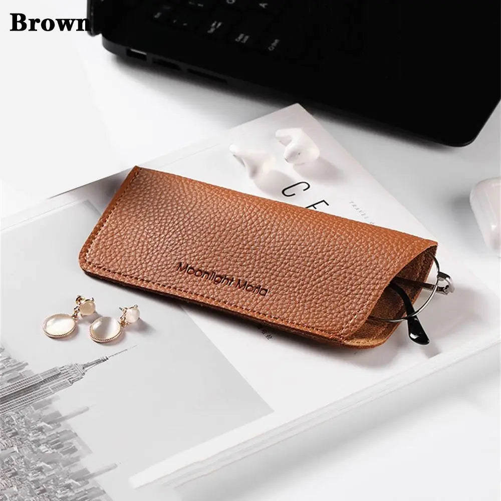 Soft PU Leather Glasses Case – Unisex Eyewear Pouch Bag Eyewear Case SWANS brown