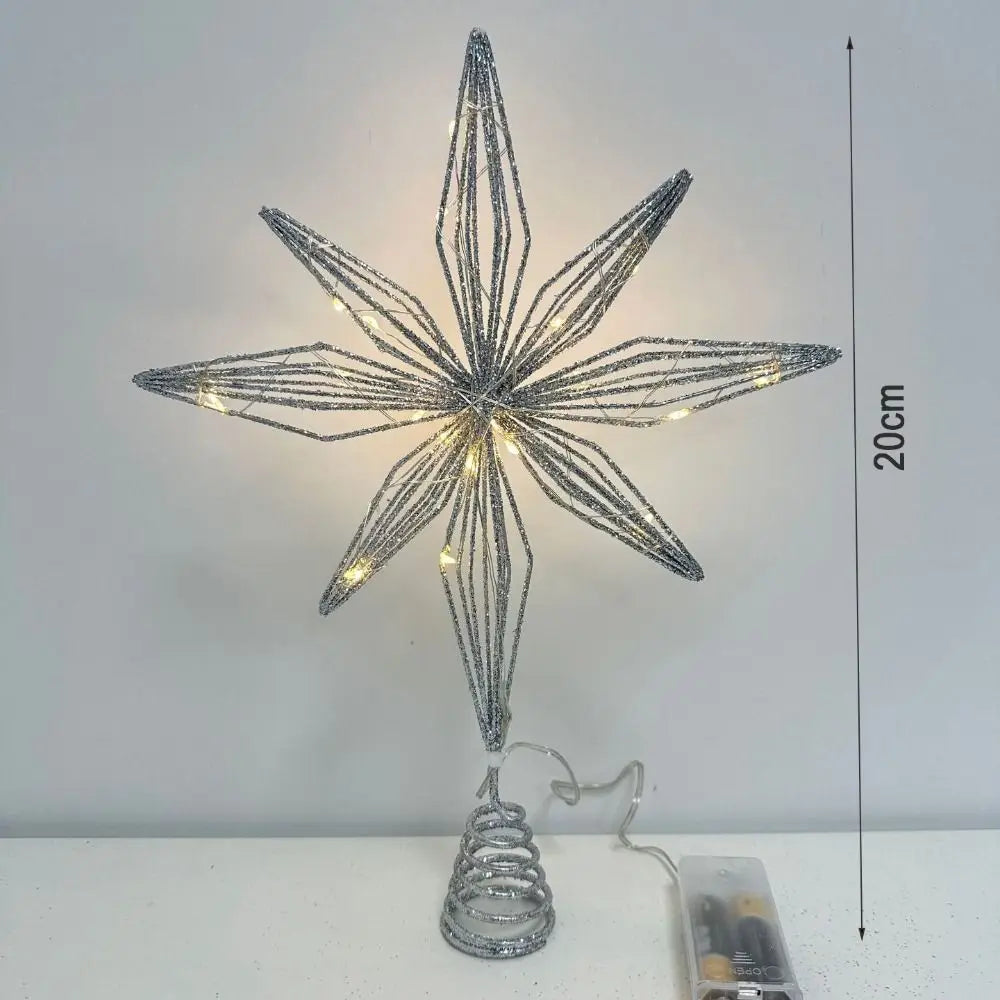 LED Glitter Star Christmas Tree Topper – Iron Light-Up Decor Christmas Tree Topper SWANS