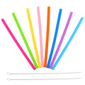 Reusable Silicone Straws Set 8-Pack with Cleaning Brushes Reusable Silicone Straws SWANS Default Title