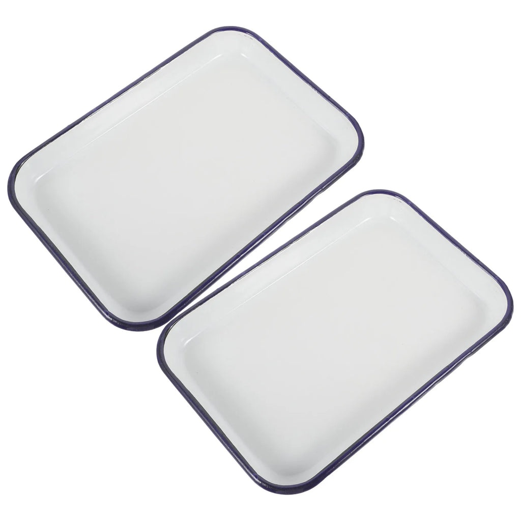 ROSENICE 2-Pc Enamel Rectangular Roasting & Baking Pan Set Enamel Baking Pan SWANS Default Title