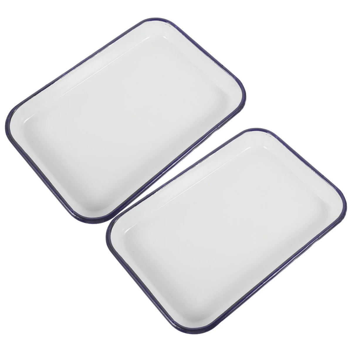 ROSENICE 2-Pc Enamel Rectangular Roasting & Baking Pan Set Enamel Baking Pan SWANS Default Title