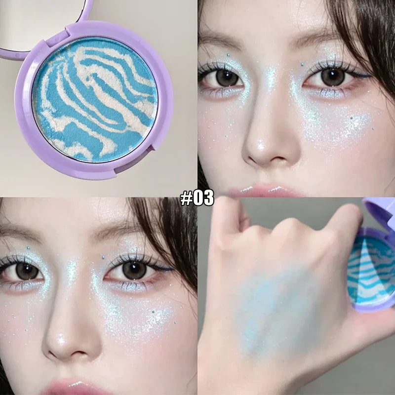 Pearl Shimmer Highlighter Palette – Glitter Eyeshadow & Blusher Face Highlighter Palette SWANS 03