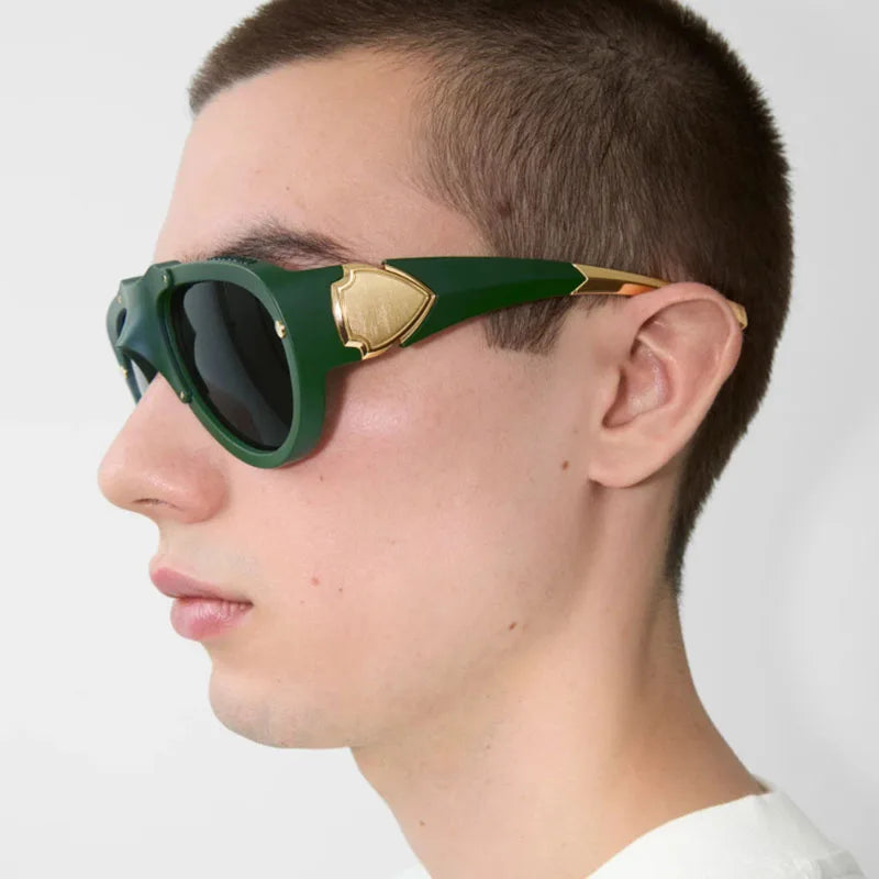 Oversized Vintage Rivet Pilot Sunglasses UV400 Punk Big Frame Fashion Sunglasses SWANS