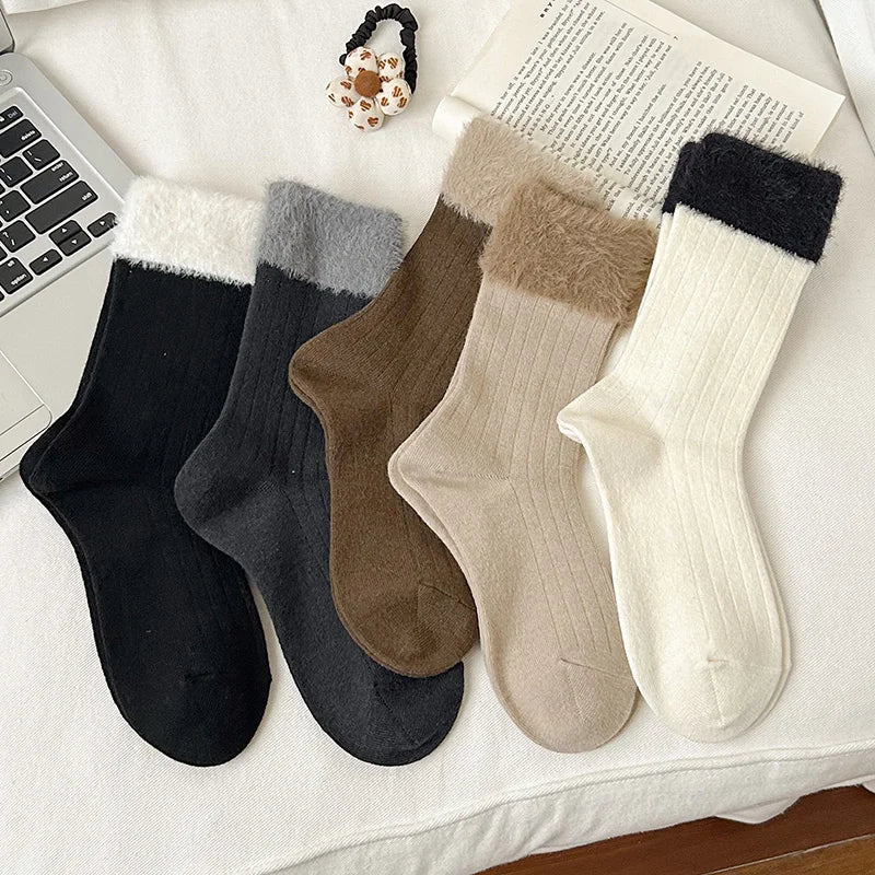 Women's Thick Fleece Plush Mid-Tube Socks – Warm Winter Home Plush Winter Socks SWANS
