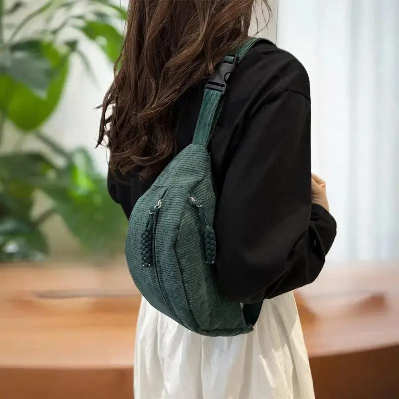 Women's Corduroy Half Moon Crossbody Waist Bag Crossbody Waist Bag SWANS