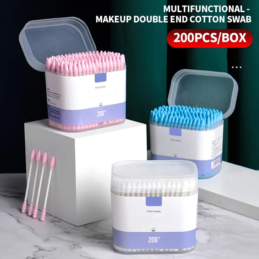 SWANS 200-Pack Double-Ended Cotton Swabs – Makeup & Cleaning Cotton Swabs SWANS