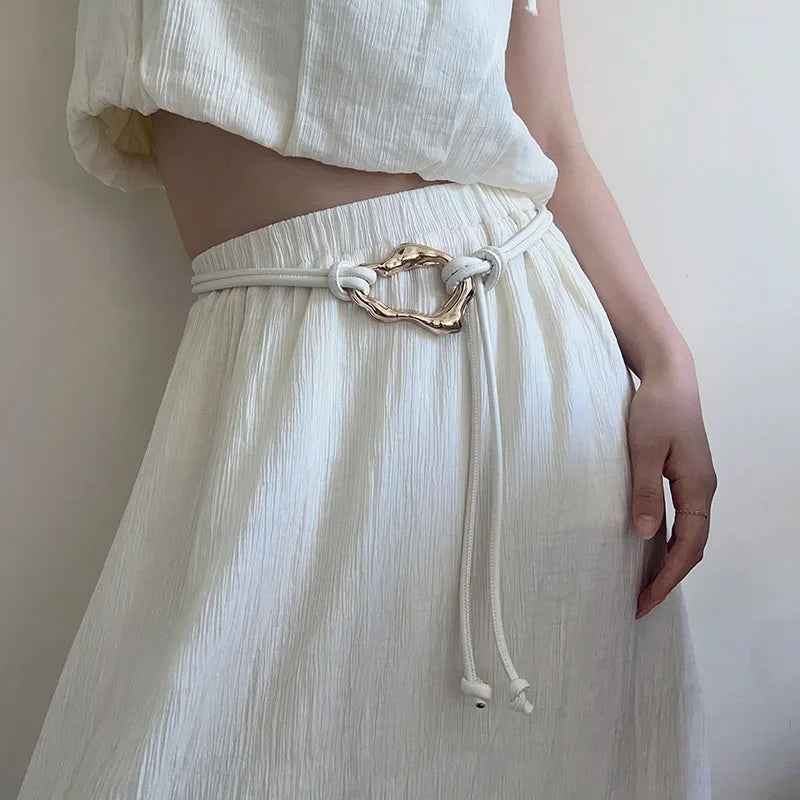 Women's PU Leather Knotted Waist Belt – Metal Buckle Girdle Women's Fashion Belt SWANS
