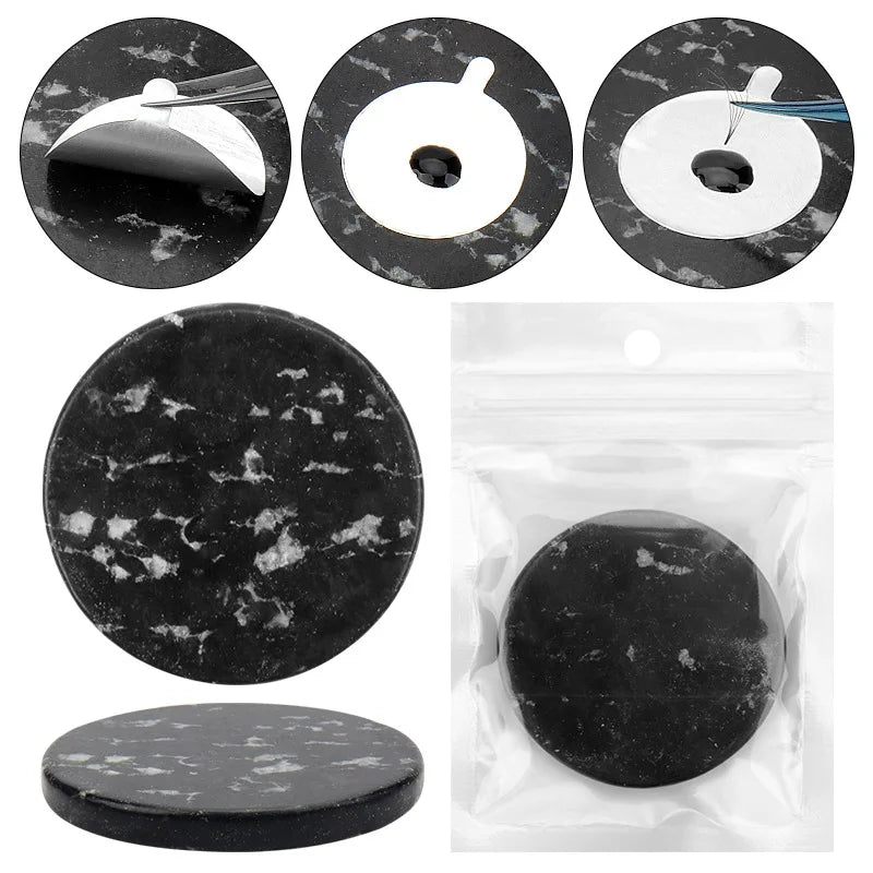 Round Jade Stone Glue Pallet for Eyelash Extension Adhesive Lash Glue Pallet SWANS