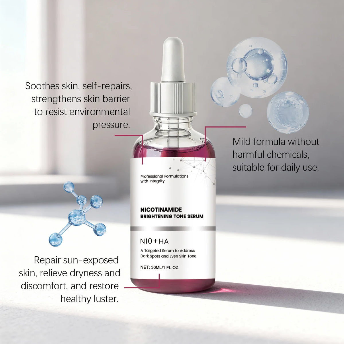 Niacinamide Brightening Facial Serum – Firming & Hydrating 30ml Brightening Face Serum SWANS