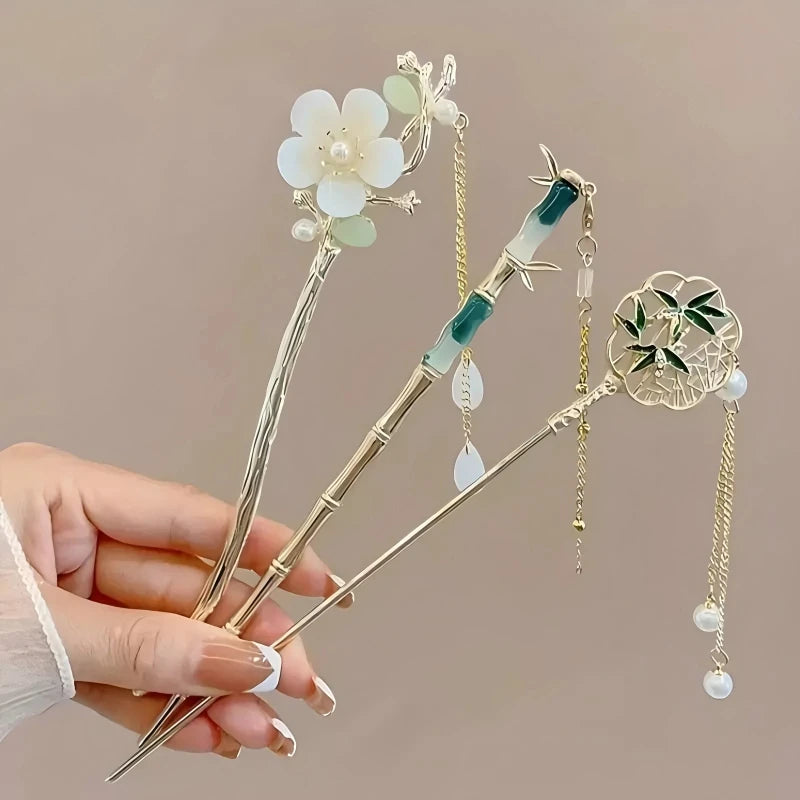 Chinese Tassel Hair Stick & Floral Hairpin for Women | Elegant Hair Stick Hairpin SWANS