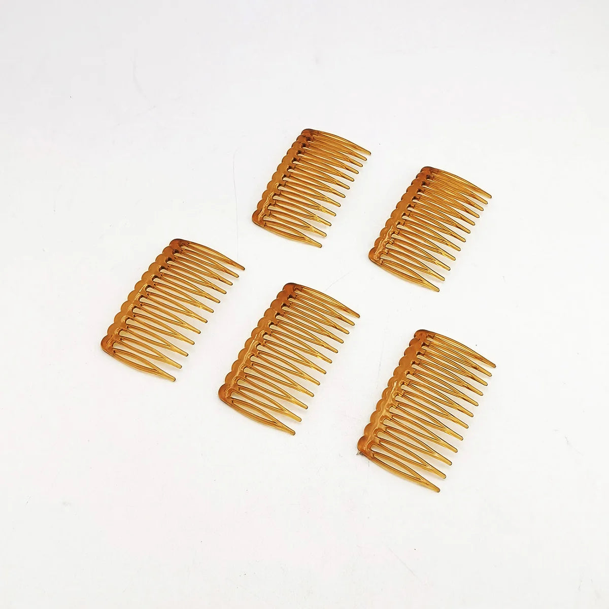 Vintage French Hair Combs 5/20 Pack – 12 Teeth Plastic Hairpins Decorative Hair Combs SWANS 5 PCS LIGHT COFFEE