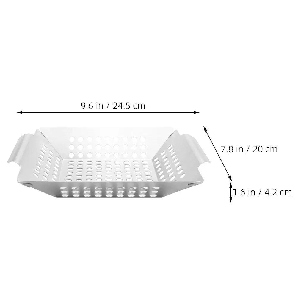 Stainless Steel BBQ Grill Pan & Topper – Double Handle Reusable BBQ Grill Pan SWANS