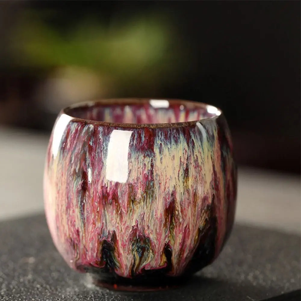 Japanese Kiln Ceramic Kung Fu Teacup – 110ml Tea Bowl Ceramic Teacup SWANS Maroon