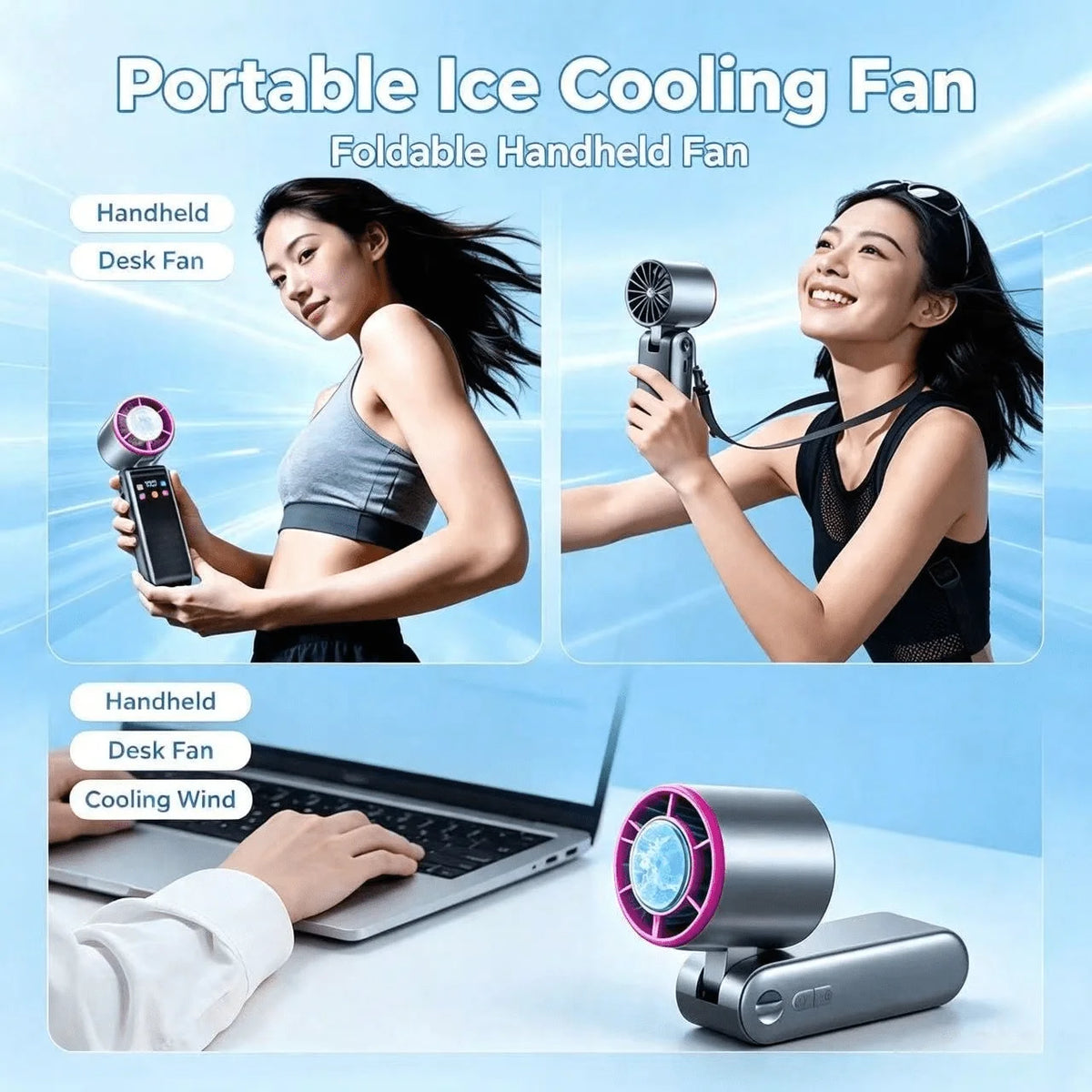 SWANS Ice-Cooling Handheld Mini Fan – 199 Speeds Type-C Handheld Cooling Fan SWANS