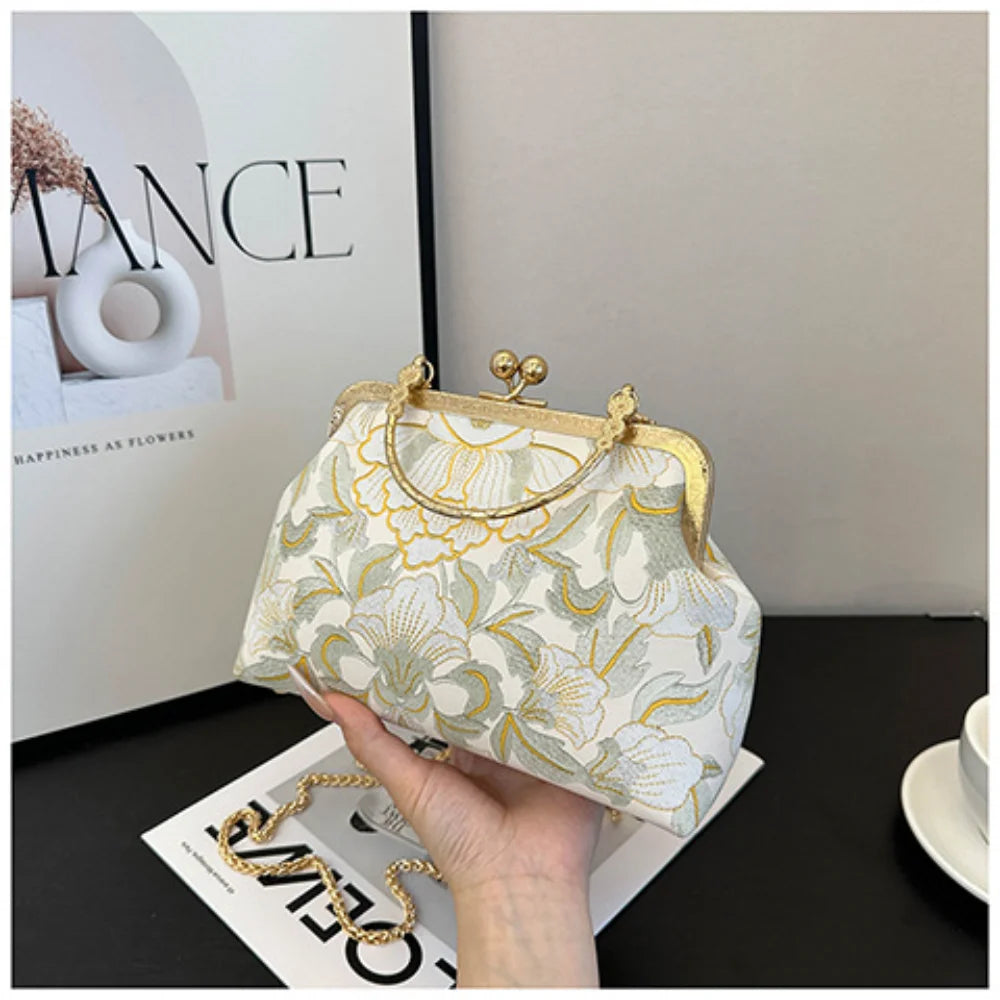 Retro Embroidered Square Shoulder Bag – Women's Crossbody Embroidered Shoulder Bag SWANS Green