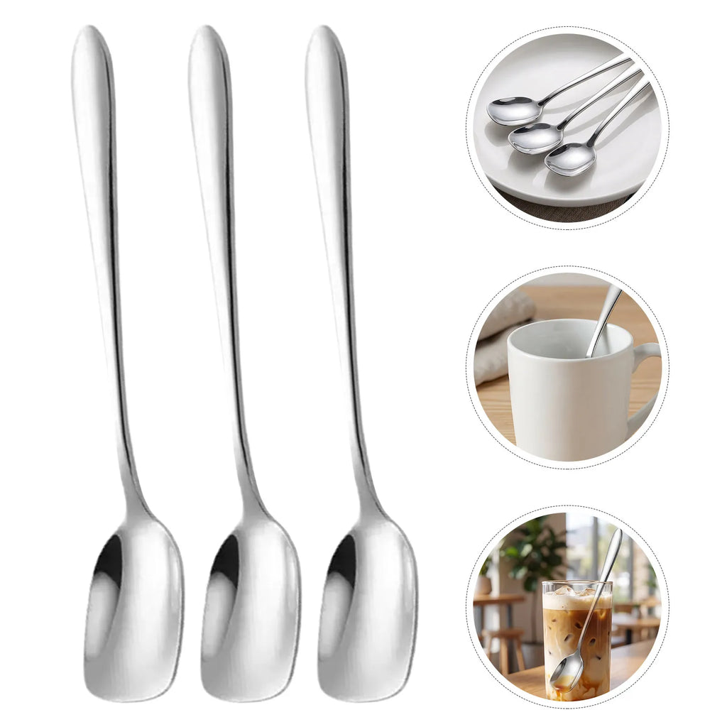 4-Piece 304 Stainless Steel Long Handle Spoon Set | Mirror Polish Stirring Spoon Set SWANS