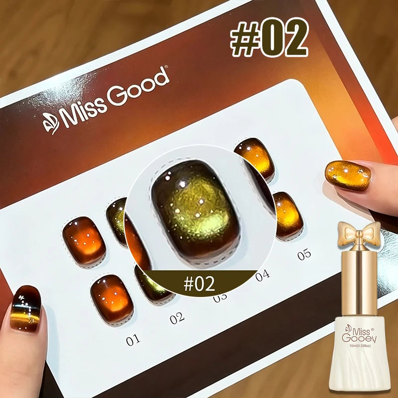 Cat Eye Gel Nail Polish Warm Brown Glass Bead Stripe UV LED Gel Nail Polish SWANS 02