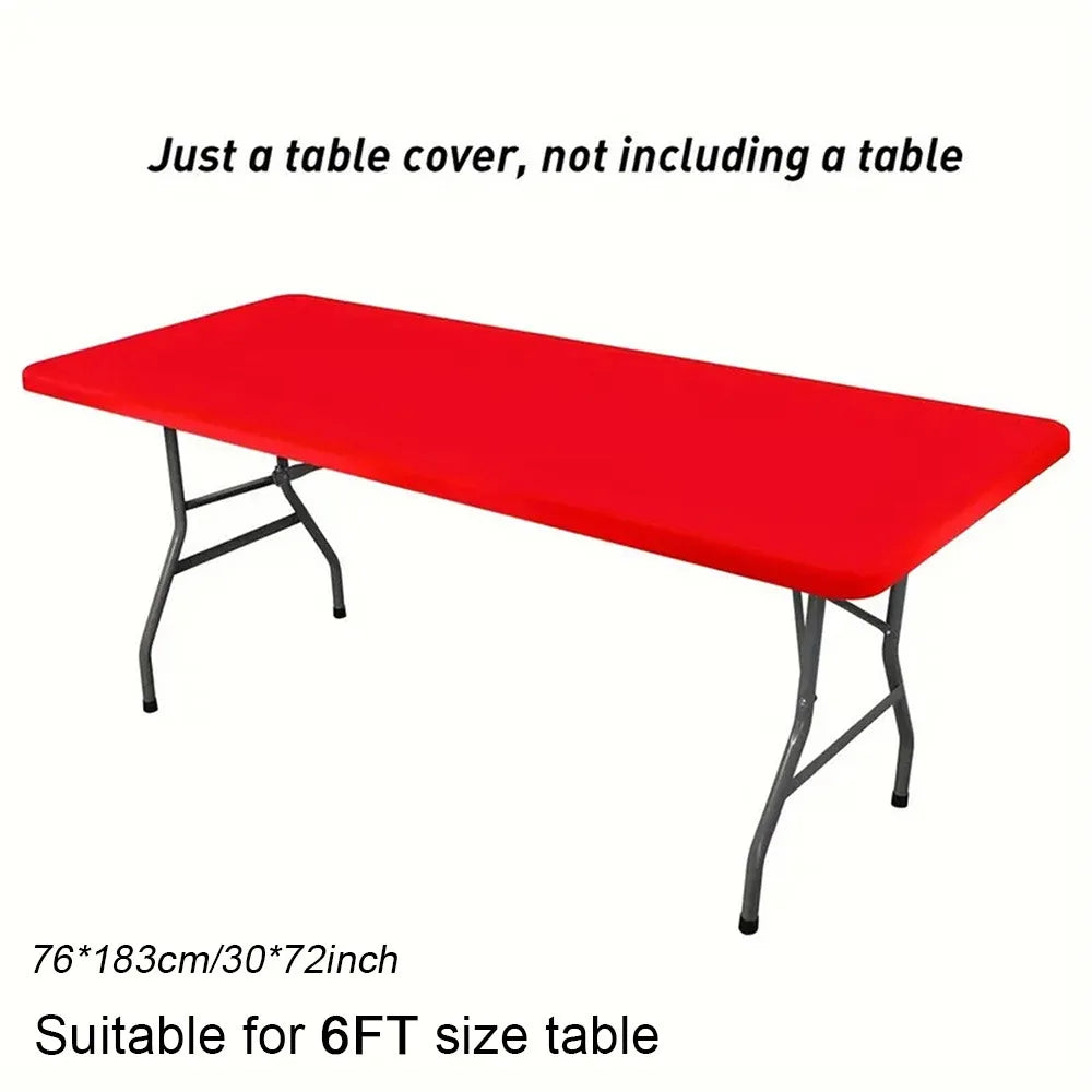 Spandex Stretch Tablecloth 6FT Elastic Fitted Rectangle Cover Stretch Table Cover SWANS red 6ft