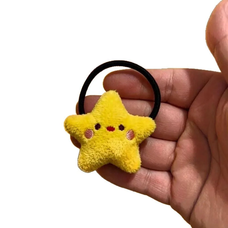 2PCS Kawaii Plush Star Hair Ties – Cute Elastic Hair Bands Plush Hair Ties SWANS
