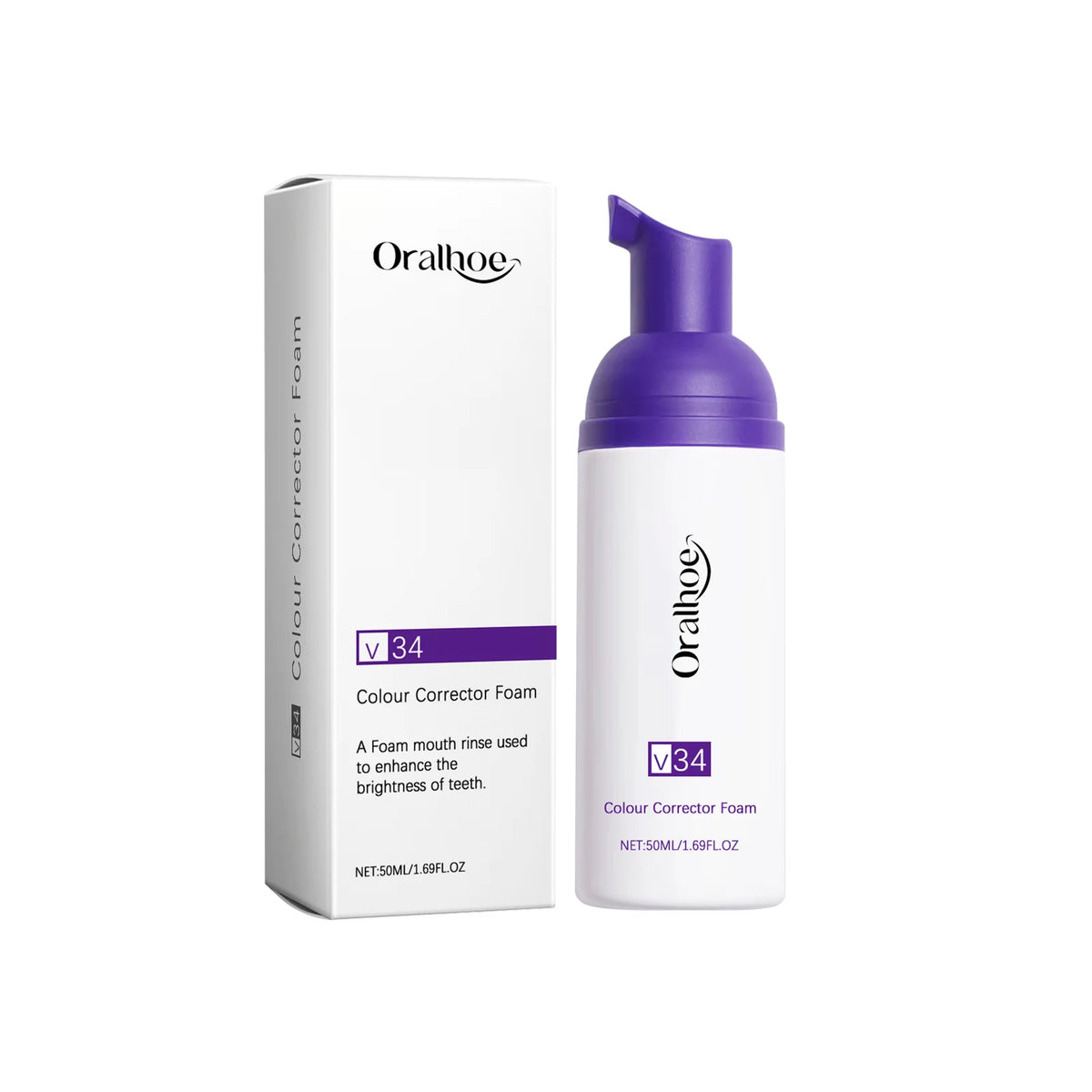 V34 Teeth Whitening Mousse – Brightening Foam Toothpaste Whitening Mousse Toothpaste SWANS 50ml boxed