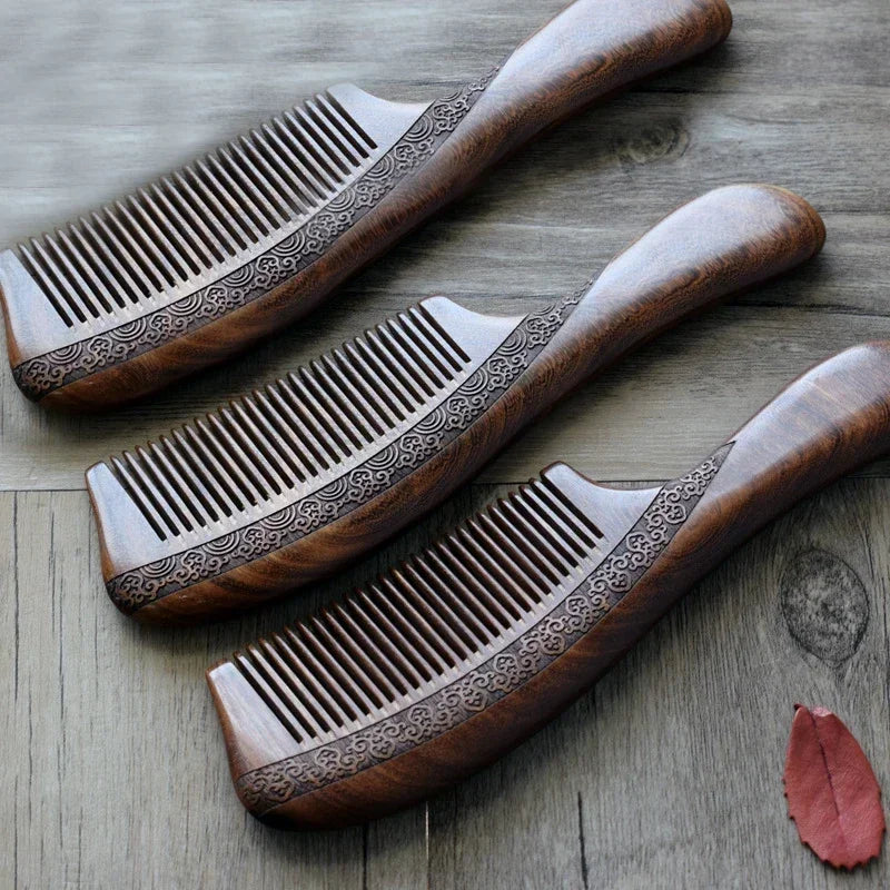 SWANS Natural Sandalwood Hair Comb – Engraved Gift Comb Wooden Hair Comb SWANS