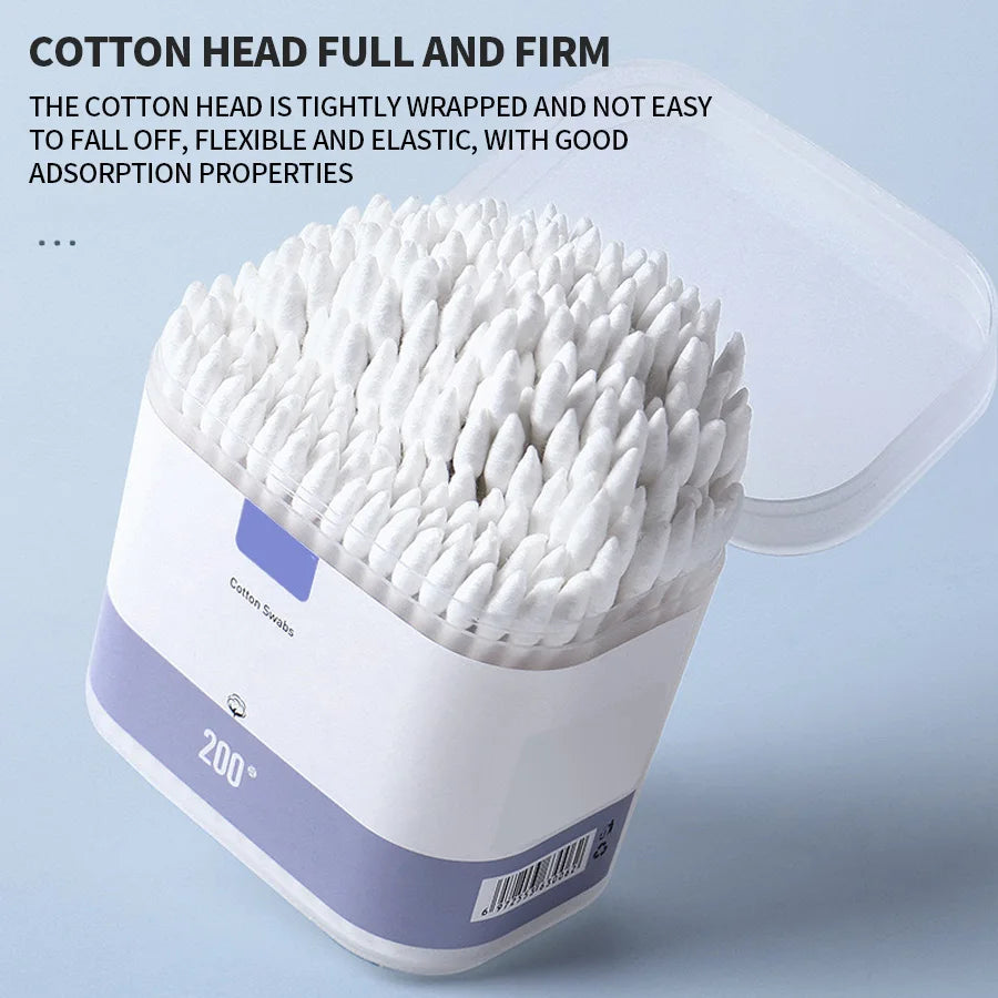 SWANS 200-Pack Double-Ended Cotton Swabs – Makeup & Cleaning Cotton Swabs SWANS