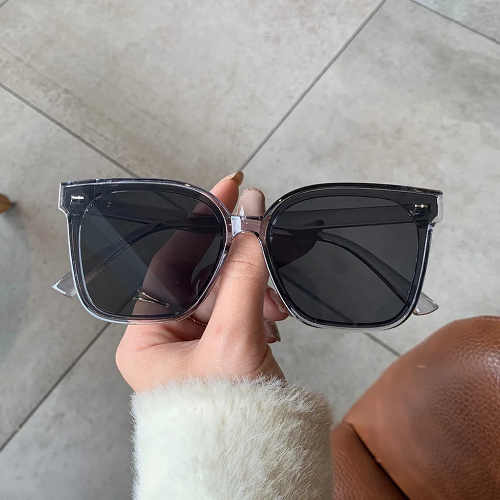 Women's Square UV400 Sunglasses – Oversized Classic Full Frame Fashion Sunglasses SWANS Clear Grey Black